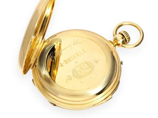 Taschenuhr: technisch hochinteressantes und sehr feines Taschenchronometer mit 1/8-Repetition, Chronometer-Hemmung a Bascule und Kalender, Favre Locle, um 1865 - фото 6