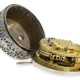 Taschenuhr: museale, frühe einzeigrige Sackuhr mit Alarm, signiert Quare London, ca.1690 - Foto 3