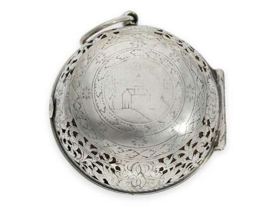 Taschenuhr: museale, frühe einzeigrige Sackuhr mit Alarm, signiert Quare London, ca.1690 - Foto 9
