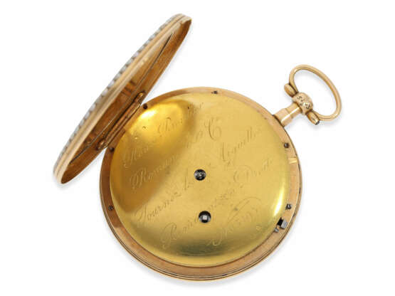 Taschenuhr: exquisite und sehr seltene Gold/Emaille-Taschenuhr mit springender Zentralsekunde, Roux, Bordier, Roman & Cie, Geneva No.5193, gefertigt für den chinesischen Markt - photo 4