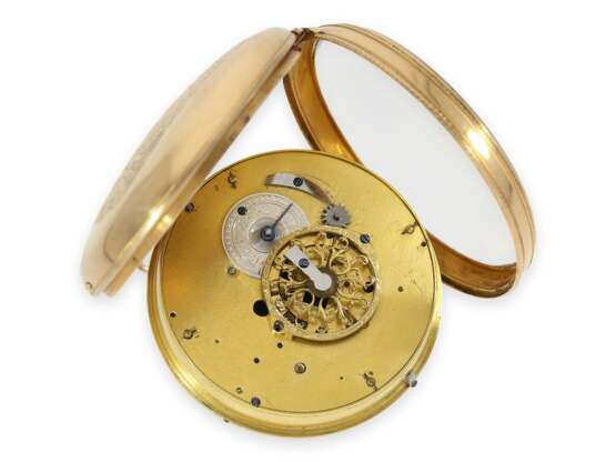 Taschenuhr: Rarität, eine der frühesten astronomischen Taschenuhren mit ewigem Kalender, 6 Komplikationen und früher Sekunde, 18K Gold, ca. 1790 - photo 1