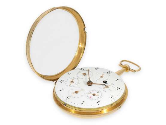 Taschenuhr: Rarität, eine der frühesten astronomischen Taschenuhren mit ewigem Kalender, 6 Komplikationen und früher Sekunde, 18K Gold, ca. 1790 - фото 2