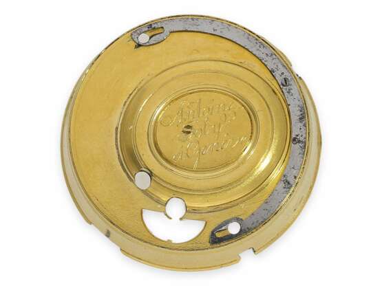 Taschenuhr: prächtige goldene Doppelgehäuse Repoussé Spindeluhr mit Repetition auf Glocke, Antoine Joly Geneve, ca.1760 - photo 11