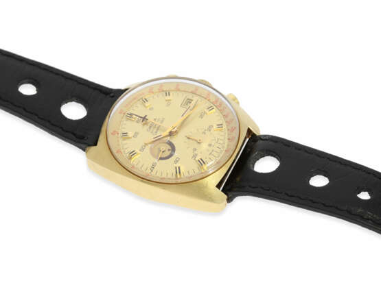 Armbanduhr: Omega-Rarität, einer der seltensten Seamaster Chronographen, Ref. 176.007 in massiv 18K Gold, nie in Serie gegangen, Baujahr 1974, mit Stammbuchauszug - Foto 5