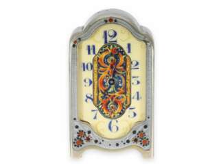 Reiseuhr: äußerst seltene Jugendstil-Miniatur-Reiseuhr mit Emaille/Silber-Gehäuse und einzigartigem Emaillezifferblatt, Zenith No. 2439, ca. 1910