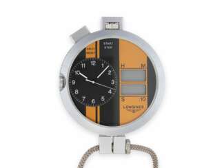 Taschenuhr: Präzisionszeitmesser für Wettkämpfe, LONGINES, REF. 7005 CHRONOGRAPH "DIGI-ANA", gefertigt für den Einsatz bei der Olympiade 1984 in Los Angeles, vermutlich new-old-stock