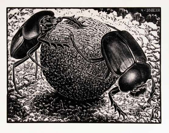 Maurits Cornelis Escher. Vier Holzschnitte und eine Visitenkarte - Foto 1