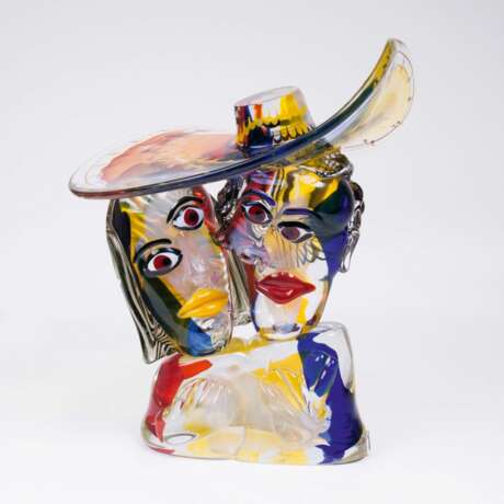 Walter Furlan. Glas-Skulptur 'Uomo donna con cappello - Omaggio à Picasso' - Foto 1