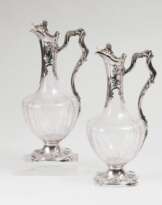 Paar Art-Nouveau Likör-Karaffen mit feiner Silber-Montierung