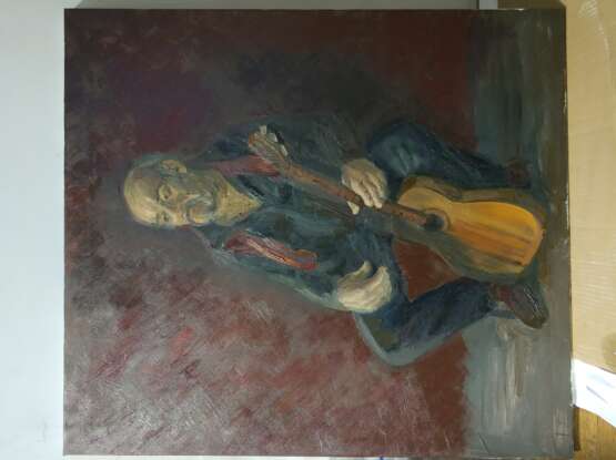Painting “guitar player”, Canvas, Oil paint, Academism, Everyday life, 2018 - photo 1
