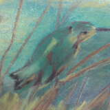 Gemälde „Eisvogel (Basierend auf der Arbeit von Vincent Van Gogh, Kingfish)“, Pastell, Impressionismus, Animalistisches, 2018 - Foto 1