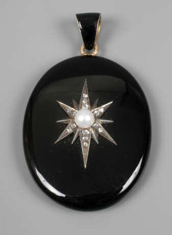 Medaillon mittig mit Diamantrosen und Perle besetzter Stern - photo 1