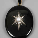 Medaillon mittig mit Diamantrosen und Perle besetzter Stern - Foto 1