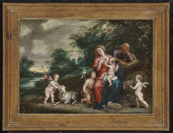 Flämisch (Umkreis des Peeter van Avont, 1600 Mechelen - 1652 Deurne / Antwerpen). Die Heilige Familie mit dem Johannesknaben und Engeln - Foto 2