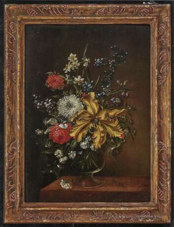 Caspar Hirscheli (Hirschel). Blumensträuße in Glasvasen auf Steinplatten - фото 2