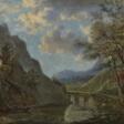 Gebirgige Flusslandschaft mit Steinbrücke - Auction prices