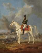 Napoleon am Abend des 23. April 1809 vor der brennenden Stadt Regensburg