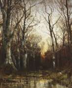 Karl Heffner. Herbstlicher Wald im Abendlicht 