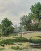 Landschaft mit Brücke und Figurenstaffage