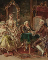 Rokoko-Interieur mit Kartenspielern 