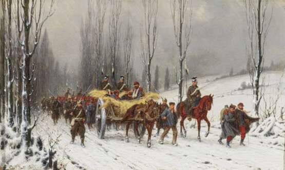 Christian Jacob Sell d. Ä.. Soldatenzug im Winter - Foto 1