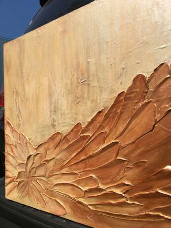 Интерьерная картина, Картина «GOLDEN WINGS фактурная акриловая абстракция», Льняная ткань, Акриловые краски, Абстрактный экспрессионизм, 2020 г. - фото 4