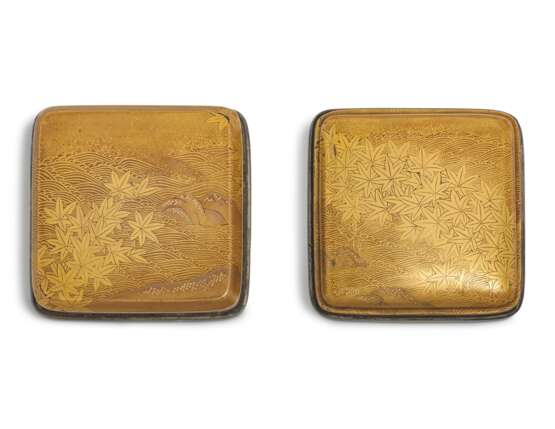 A SQUARE LACQUER INCENSE BOX (KOGO) WITH MAPLE LEAVES - фото 4