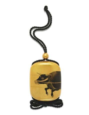 Masanari, Shiomi. A SMALL TWO-CASE GOLD LACQUER INRO WITH A HERDBOY AND OX - фото 2