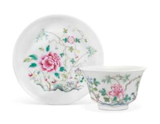 A CHINESE FAMILLE ROSE CUP AND SAUCER