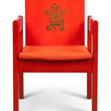 A PAIR OF RED-PAINTED ASH-LAMINATE PRINCE OF WALES INVESTITURE CHAIRS - photo 3