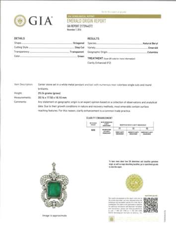 EMERALD AND DIAMOND PENDANT WITH GIA REPORT - фото 4