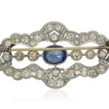 SAPPHIRE AND DIAMOND BROOCH WITH GIA REPORT - photo 2