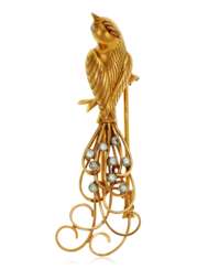 RETRO GOLD AND DIAMOND BIRD BROOCH