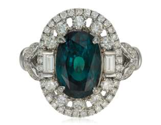 ALEXANDRITE AND DIAMOND RING WITH GIA REPORT