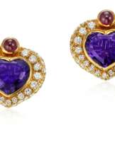 HARRY WINSTON AMETHYST, RUBY AND DIAMOND EARRINGS