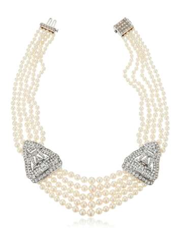 CULTURED PEARL AND DIAMOND NECKLACE - photo 2