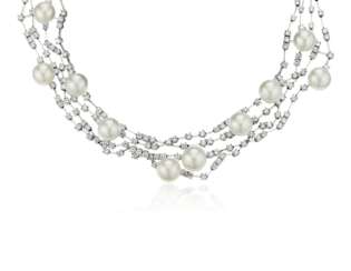 HOUSE OF TAYLOR CULTURED PEARL AND DIAMOND NECKLACE