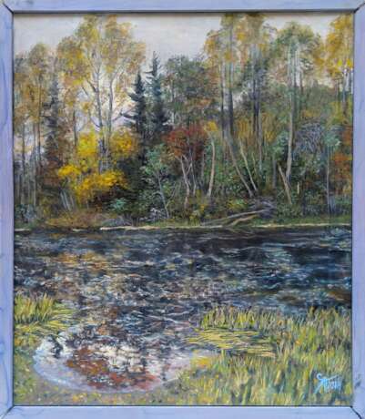 Painting “Syskyjoki”, Canvas on the subframe, Oil paint, Academism, Landscape painting, 2018 - photo 1