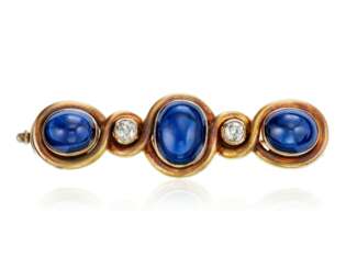 FABERGÉ SAPPHIRE AND DIAMOND BROOCH WITH AGL REPORT