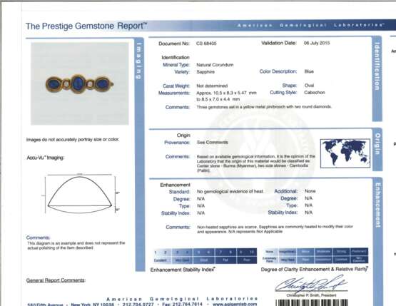 Faberge. FABERGÉ SAPPHIRE AND DIAMOND BROOCH WITH AGL REPORT - photo 4