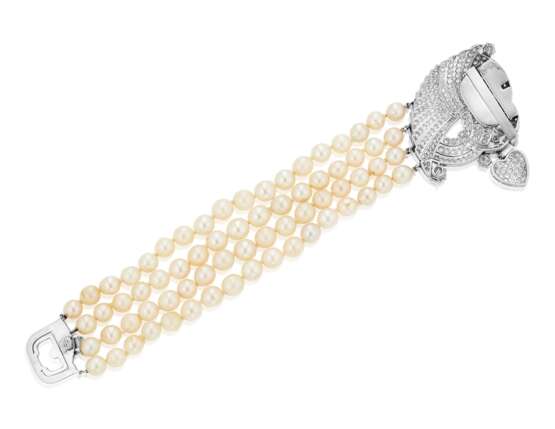 CULTURED PEARL AND DIAMOND BRACELET WITH GIA REPORT - Foto 3