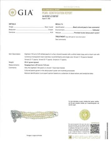 CULTURED PEARL AND DIAMOND BRACELET WITH GIA REPORT - photo 5