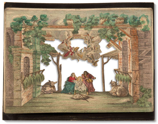 THE MESSEL ENGELBRECHT PEEP SHOW:A RARE NORTH EUROPEAN POLYCHROME-DECORATED LARGE PEEP SHOW BOX WITH SIX HAND-COLOURED ENGRAVED SLIDES - Foto 7