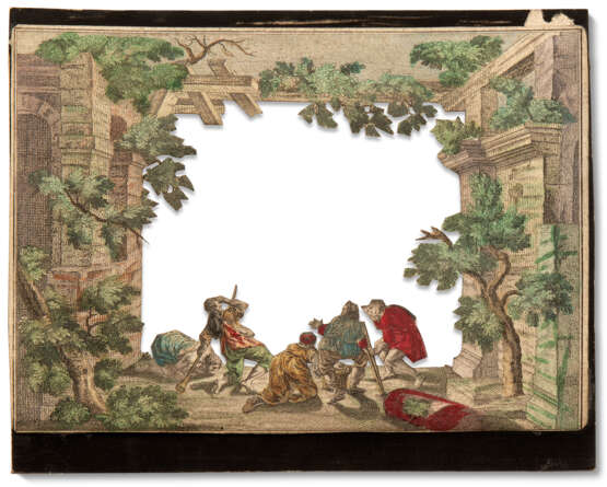 THE MESSEL ENGELBRECHT PEEP SHOW:A RARE NORTH EUROPEAN POLYCHROME-DECORATED LARGE PEEP SHOW BOX WITH SIX HAND-COLOURED ENGRAVED SLIDES - Foto 8
