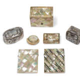 SEVEN MOTHER-OF-PEARL, ABALONE AND IVORY DECORATIVE BOXES - photo 1