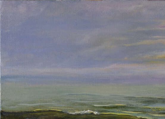 Gemälde „Sonnenuntergang über dem Meer“, Leinwand, Ölfarbe, Realismus, 2020 - Foto 2