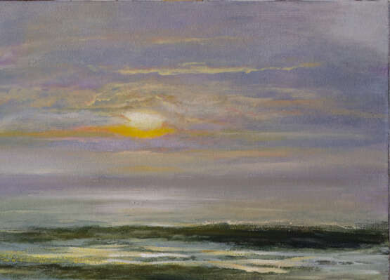 Gemälde „Sonnenuntergang über dem Meer“, Leinwand, Ölfarbe, Realismus, 2020 - Foto 3