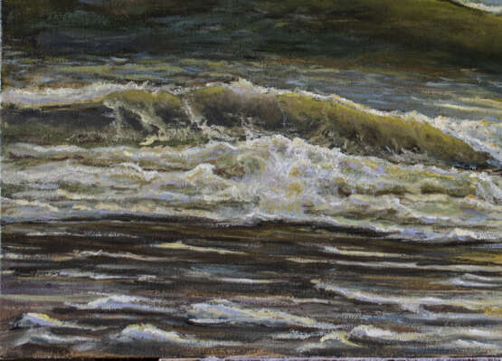 Gemälde „Sonnenuntergang über dem Meer“, Leinwand, Ölfarbe, Realismus, 2020 - Foto 4