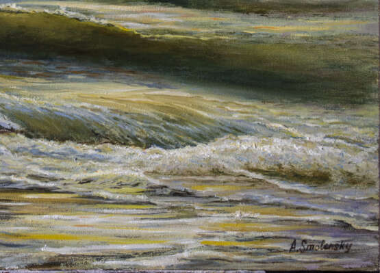 Gemälde „Sonnenuntergang über dem Meer“, Leinwand, Ölfarbe, Realismus, 2020 - Foto 5
