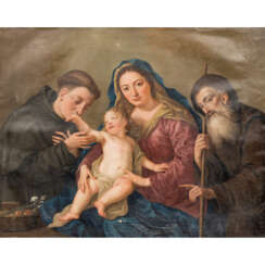 Italienischer Maler der FLORENTINER SCHULE 17./18. Jahrhundert, "Heilige Familie mit Heiligem Antonius",